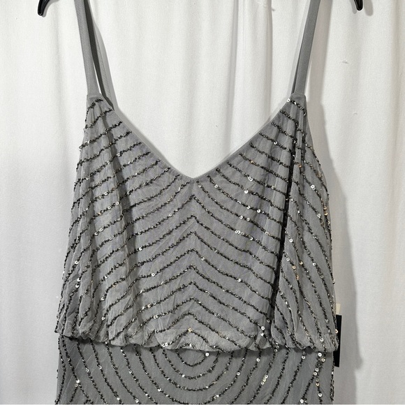 NEW Adrianna Papell Art Deco Sequin Blouson Dress in Grey/Silver [SZ 6 ]‎ - Picture 11 of 11
